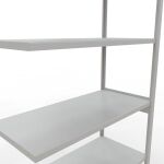 Anbauregal, Fachbodenregal Stecksystem MULTIplus250, 3000 x 1300 x 600 mm (HxBxT), 7 Fachböden, Längenriegel, RAL 7035 lichtgrau