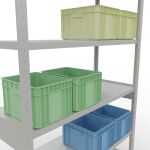 Grundregal, Fachbodenregal Stecksystem MULTIplus250, 2500 x 1300 x 800 mm (HxBxT), 6 Fachböden, Längenriegel, RAL 7035 lichtgrau