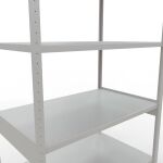 Grundregal, Fachbodenregal Stecksystem MULTIplus250, 3000 x 1300 x 800 mm (HxBxT), 7 Fachböden, Längenriegel, RAL 7035 lichtgrau