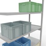 Anbauregal, Fachbodenregal Stecksystem MULTIplus250, 2500 x 1300 x 800 mm (HxBxT), 6 Fachböden, Längenriegel, RAL 7035 lichtgrau