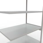 Anbauregal, Fachbodenregal Stecksystem MULTIplus250, 3000 x 1300 x 800 mm (HxBxT), 7 Fachböden, Längenriegel, RAL 7035 lichtgrau