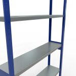 Grundregal, Fachbodenregal Stecksystem MULTIplus250, 3000 x 1300 x 300 mm (HxBxT), 7 Fachböden, Längenriegel, RAL 5010 enzianblau/verzinkt