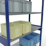 Grundregal, Fachbodenregal Stecksystem MULTIplus250, 2500 x 1300 x 500 mm (HxBxT), 6 Fachböden, Längenriegel, RAL 5010 enzianblau/verzinkt