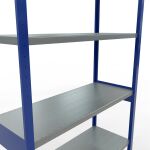 Grundregal, Fachbodenregal Stecksystem MULTIplus250, 3000 x 1300 x 500 mm (HxBxT), 7 Fachböden, Längenriegel, RAL 5010 enzianblau/verzinkt