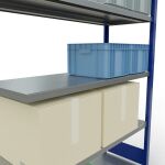 Anbauregal, Fachbodenregal Stecksystem MULTIplus250, 2000 x 1300 x 500 mm (HxBxT), 5 Fachböden, Längenriegel, RAL 5010 enzianblau/verzinkt