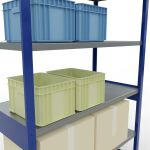 Grundregal, Fachbodenregal Stecksystem MULTIplus250, 2500 x 1300 x 600 mm (HxBxT), 6 Fachböden, Längenriegel, RAL 5010 enzianblau/verzinkt