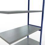 Anbauregal, Fachbodenregal Stecksystem MULTIplus250, 3000 x 1300 x 600 mm (HxBxT), 7 Fachböden, Längenriegel, RAL 5010 enzianblau/verzinkt
