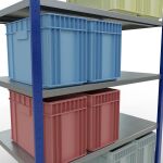 Grundregal, Fachbodenregal Stecksystem MULTIplus250, 2000 x 1300 x 800 mm (HxBxT), 5 Fachböden, Längenriegel, RAL 5010 enzianblau/verzinkt