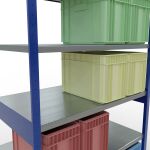 Grundregal, Fachbodenregal Stecksystem MULTIplus250, 2500 x 1300 x 800 mm (HxBxT), 6 Fachböden, Längenriegel, RAL 5010 enzianblau/verzinkt