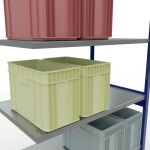 Anbauregal, Fachbodenregal Stecksystem MULTIplus250, 3000 x 1300 x 800 mm (HxBxT), 7 Fachböden, Längenriegel, RAL 5010 enzianblau/verzinkt