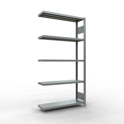 Anbauregal, Fachbodenregal Stecksystem MULTIplus330, 2000 x 1000 x 300 mm (HxBxT), 5 Fachböden, Längenriegel, verzinkt