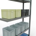 Anbauregal, Fachbodenregal Stecksystem MULTIplus330, 2000 x 1000 x 300 mm (HxBxT), 5 Fachböden, Längenriegel, verzinkt