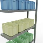 Anbauregal, Fachbodenregal Stecksystem MULTIplus330, 2500 x 1000 x 300 mm (HxBxT), 6 Fachböden, Längenriegel, verzinkt