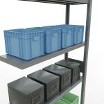 Anbauregal, Fachbodenregal Stecksystem MULTIplus330, 3000 x 1000 x 300 mm (HxBxT), 7 Fachböden, Längenriegel, verzinkt