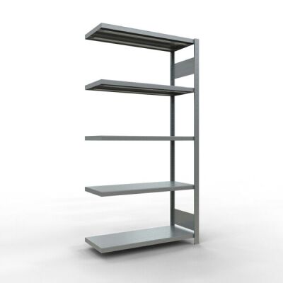 Anbauregal, Fachbodenregal Stecksystem MULTIplus330, 2000 x 1000 x 400 mm (HxBxT), 5 Fachböden, Längenriegel, verzinkt