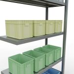 Anbauregal, Fachbodenregal Stecksystem MULTIplus330, 2000 x 1000 x 400 mm (HxBxT), 5 Fachböden, Längenriegel, verzinkt