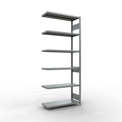 Anbauregal, Fachbodenregal Stecksystem MULTIplus330, 2500 x 1000 x 400 mm (HxBxT), 6 Fachböden, Längenriegel, verzinkt