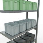 Anbauregal, Fachbodenregal Stecksystem MULTIplus330, 2500 x 1000 x 400 mm (HxBxT), 6 Fachböden, Längenriegel, verzinkt