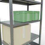 Grundregal, Fachbodenregal Stecksystem MULTIplus330, 2000 x 1000 x 500 mm (HxBxT), 5 Fachböden, Längenriegel, verzinkt