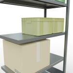 Anbauregal, Fachbodenregal Stecksystem MULTIplus330, 2000 x 1000 x 500 mm (HxBxT), 5 Fachböden, Längenriegel, verzinkt