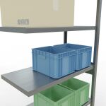 Anbauregal, Fachbodenregal Stecksystem MULTIplus330, 2500 x 1000 x 500 mm (HxBxT), 6 Fachböden, Längenriegel, verzinkt