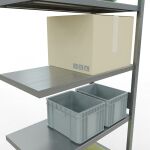 Anbauregal, Fachbodenregal Stecksystem MULTIplus330, 3000 x 1000 x 500 mm (HxBxT), 7 Fachböden, Längenriegel, verzinkt