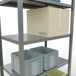 Grundregal, Fachbodenregal Stecksystem MULTIplus330, 2000 x 1000 x 600 mm (HxBxT), 5 Fachböden, Längenriegel, verzinkt