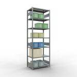 Grundregal, Fachbodenregal Stecksystem MULTIplus330, 3000 x 1000 x 600 mm (HxBxT), 7 Fachböden, Längenriegel, verzinkt