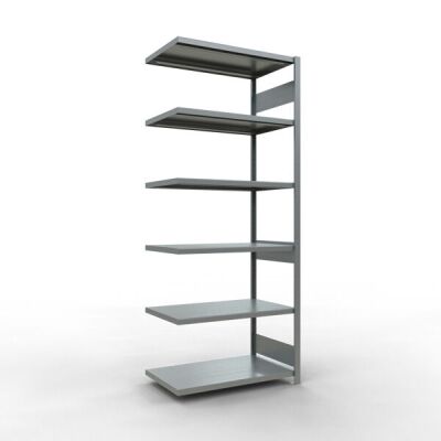 Anbauregal, Fachbodenregal Stecksystem MULTIplus330, 2500 x 1000 x 600 mm (HxBxT), 6 Fachböden, Längenriegel, verzinkt