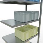 Anbauregal, Fachbodenregal Stecksystem MULTIplus330, 3000 x 1000 x 600 mm (HxBxT), 7 Fachböden, Längenriegel, verzinkt