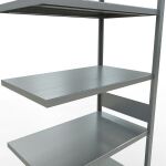 Anbauregal, Fachbodenregal Stecksystem MULTIplus330, 3000 x 1000 x 600 mm (HxBxT), 7 Fachböden, Längenriegel, verzinkt