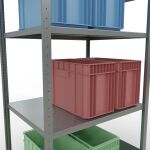 Grundregal, Fachbodenregal Stecksystem MULTIplus330, 2000 x 1000 x 800 mm (HxBxT), 5 Fachböden, Längenriegel, verzinkt