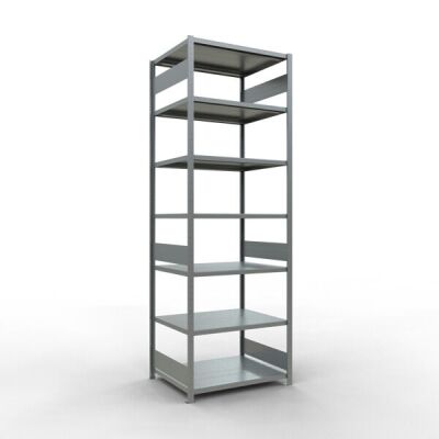 Grundregal, Fachbodenregal Stecksystem MULTIplus330, 3000 x 1000 x 800 mm (HxBxT), 7 Fachböden, Längenriegel, verzinkt