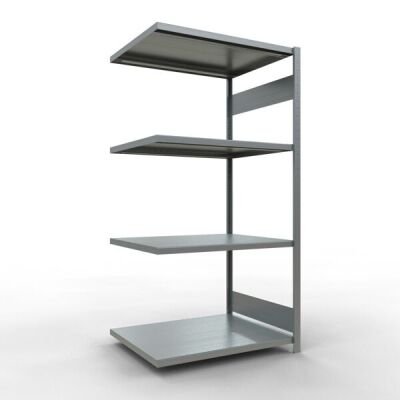 Anbauregal, Fachbodenregal Stecksystem MULTIplus330, 2000 x 1000 x 800 mm (HxBxT), 5 Fachböden, Längenriegel, verzinkt