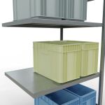 Anbauregal, Fachbodenregal Stecksystem MULTIplus330, 2000 x 1000 x 800 mm (HxBxT), 5 Fachböden, Längenriegel, verzinkt