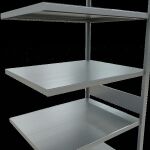 Anbauregal, Fachbodenregal Stecksystem MULTIplus330, 3000 x 1000 x 800 mm (HxBxT), 7 Fachböden, Längenriegel, verzinkt