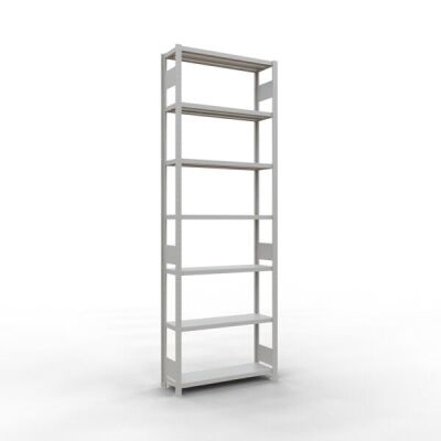 Grundregal, Fachbodenregal Stecksystem MULTIplus330, 3000 x 1000 x 300 mm (HxBxT), 7 Fachböden, Längenriegel, RAL 7035 lichtgrau