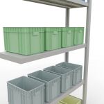 Anbauregal, Fachbodenregal Stecksystem MULTIplus330, 2000 x 1000 x 300 mm (HxBxT), 5 Fachböden, Längenriegel, RAL 7035 lichtgrau