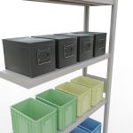 Anbauregal, Fachbodenregal Stecksystem MULTIplus330, 3000 x 1000 x 300 mm (HxBxT), 7 Fachböden, Längenriegel, RAL 7035 lichtgrau