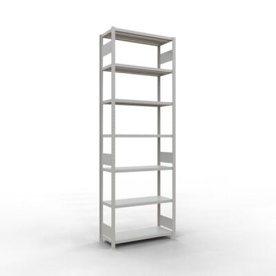 Grundregal, Fachbodenregal Stecksystem MULTIplus330, 3000 x 1000 x 400 mm (HxBxT), 7 Fachböden, Längenriegel, RAL 7035 lichtgrau