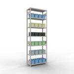 Grundregal, Fachbodenregal Stecksystem MULTIplus330, 3000 x 1000 x 400 mm (HxBxT), 7 Fachböden, Längenriegel, RAL 7035 lichtgrau