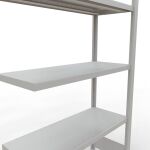 Anbauregal, Fachbodenregal Stecksystem MULTIplus330, 2000 x 1000 x 400 mm (HxBxT), 5 Fachböden, Längenriegel, RAL 7035 lichtgrau