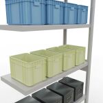 Anbauregal, Fachbodenregal Stecksystem MULTIplus330, 2500 x 1000 x 400 mm (HxBxT), 6 Fachböden, Längenriegel, RAL 7035 lichtgrau