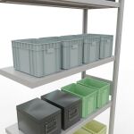 Anbauregal, Fachbodenregal Stecksystem MULTIplus330, 3000 x 1000 x 400 mm (HxBxT), 7 Fachböden, Längenriegel, RAL 7035 lichtgrau