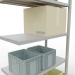 Anbauregal, Fachbodenregal Stecksystem MULTIplus330, 2000 x 1000 x 500 mm (HxBxT), 5 Fachböden, Längenriegel, RAL 7035 lichtgrau