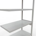 Anbauregal, Fachbodenregal Stecksystem MULTIplus330, 2500 x 1000 x 500 mm (HxBxT), 6 Fachböden, Längenriegel, RAL 7035 lichtgrau