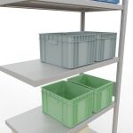 Anbauregal, Fachbodenregal Stecksystem MULTIplus330, 3000 x 1000 x 500 mm (HxBxT), 7 Fachböden, Längenriegel, RAL 7035 lichtgrau