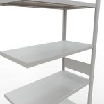 Anbauregal, Fachbodenregal Stecksystem MULTIplus330, 3000 x 1000 x 500 mm (HxBxT), 7 Fachböden, Längenriegel, RAL 7035 lichtgrau