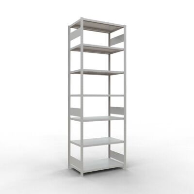 Grundregal, Fachbodenregal Stecksystem MULTIplus330, 3000 x 1000 x 600 mm (HxBxT), 7 Fachböden, Längenriegel, RAL 7035 lichtgrau