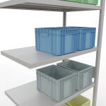 Anbauregal, Fachbodenregal Stecksystem MULTIplus330, 3000 x 1000 x 600 mm (HxBxT), 7 Fachböden, Längenriegel, RAL 7035 lichtgrau